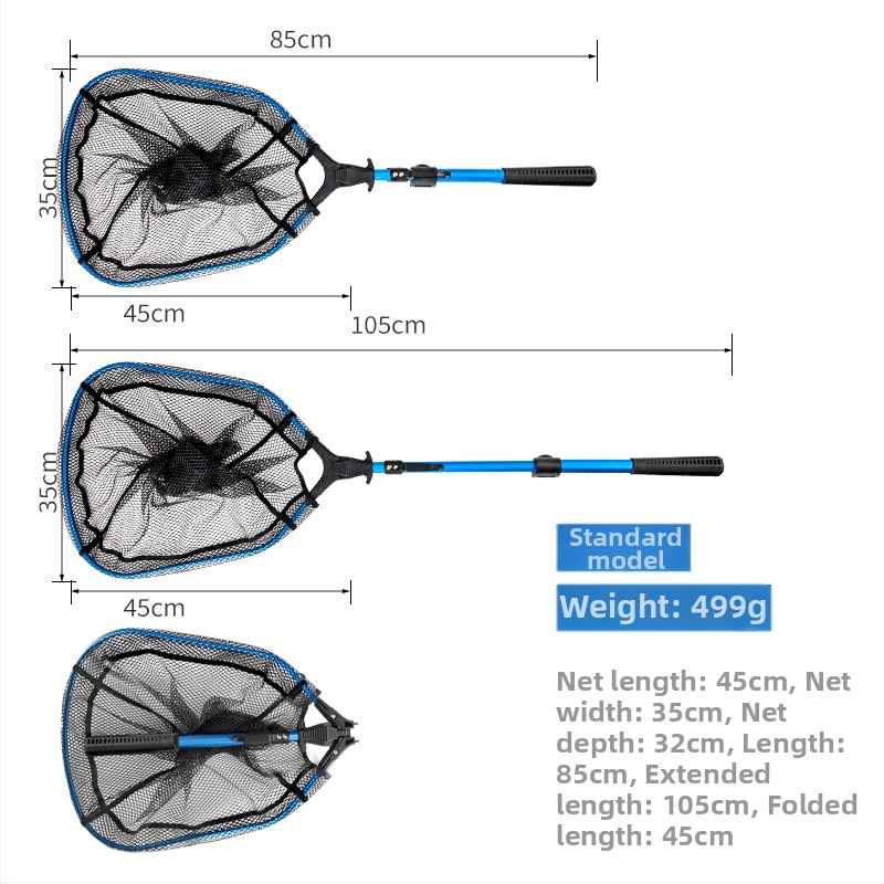 Kalapüügi võrk - kaasaskantav veniv käsivõrk merekalapüügi jaoks, ruutvõrk, alumiiniumisulust raam, nano-liimematerjal
