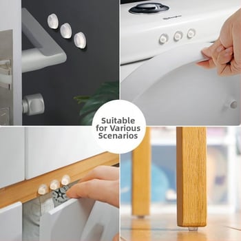 Silīcija antišoka daļiņas skapjiem un mēbelēm – klusa triecienu absorbēšana, buferpaliktņi un pretslīdēšanas paliktņi