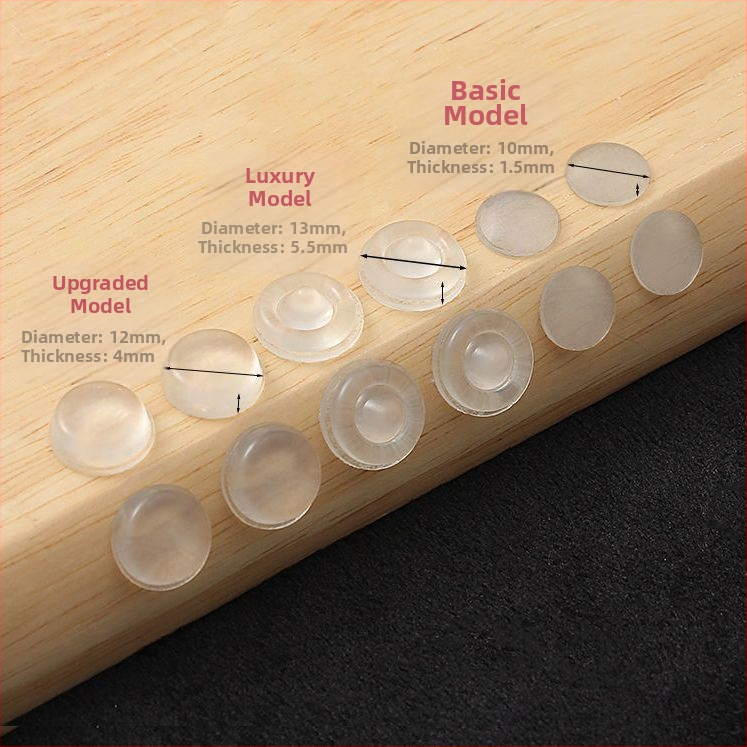Silīcija antišoka daļiņas skapjiem un mēbelēm – klusa triecienu absorbēšana, buferpaliktņi un pretslīdēšanas paliktņi