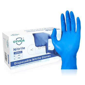 GYMDA vienkartinės nitrilo pirštinės civiliniam naudojimui, atsparios dilimui, neslystančios, atsparios rūgštims ir šarmams, sutirštintos