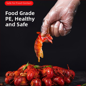 Storos vienkartinės permatnios PE pirštinės, maisto kokybės, tinkamos maitinimui ir grožio paslaugoms, dulkių atsparios