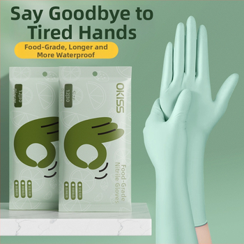 Okiss nitriili köögikindad, paksendatud, toidukvaliteedi klass, 50 tk karbis, päritolu Zhejiang