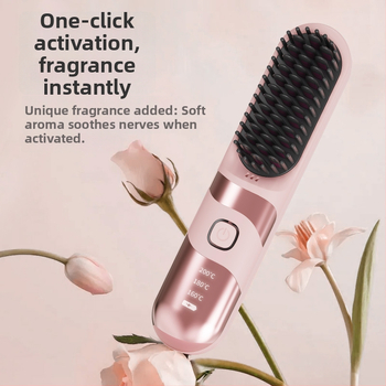 Belaidė plaukų tiesinimo ir garbanojimo šukos su turmalino keramika, dvigubas naudojimas, 3 temperatūros nustatymai, 30W, LCD ekranas