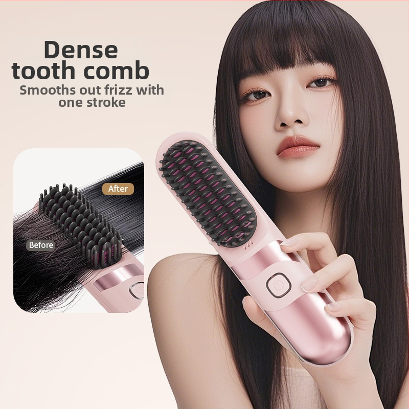 Belaidė plaukų tiesinimo ir garbanojimo šukos su turmalino keramika, dvigubas naudojimas, 3 temperatūros nustatymai, 30W, LCD ekranas