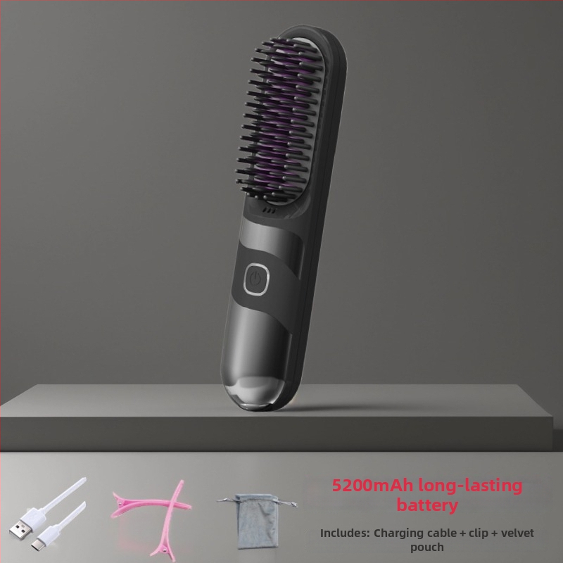 Belaidė plaukų tiesinimo ir garbanojimo šukos su turmalino keramika, dvigubas naudojimas, 3 temperatūros nustatymai, 30W, LCD ekranas