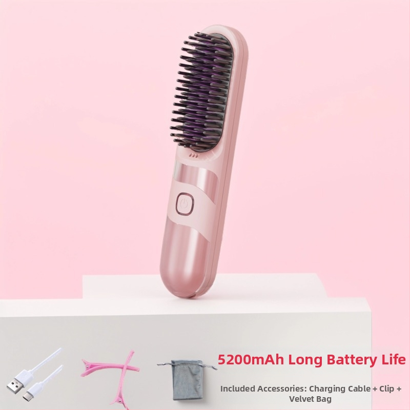 Belaidė plaukų tiesinimo ir garbanojimo šukos su turmalino keramika, dvigubas naudojimas, 3 temperatūros nustatymai, 30W, LCD ekranas