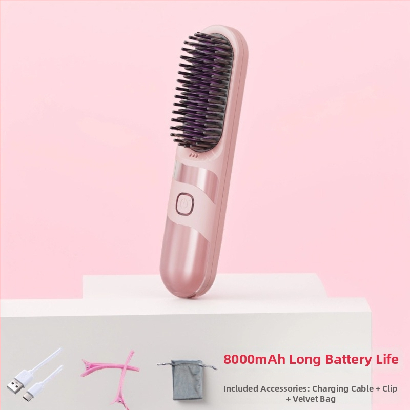 Belaidė plaukų tiesinimo ir garbanojimo šukos su turmalino keramika, dvigubas naudojimas, 3 temperatūros nustatymai, 30W, LCD ekranas