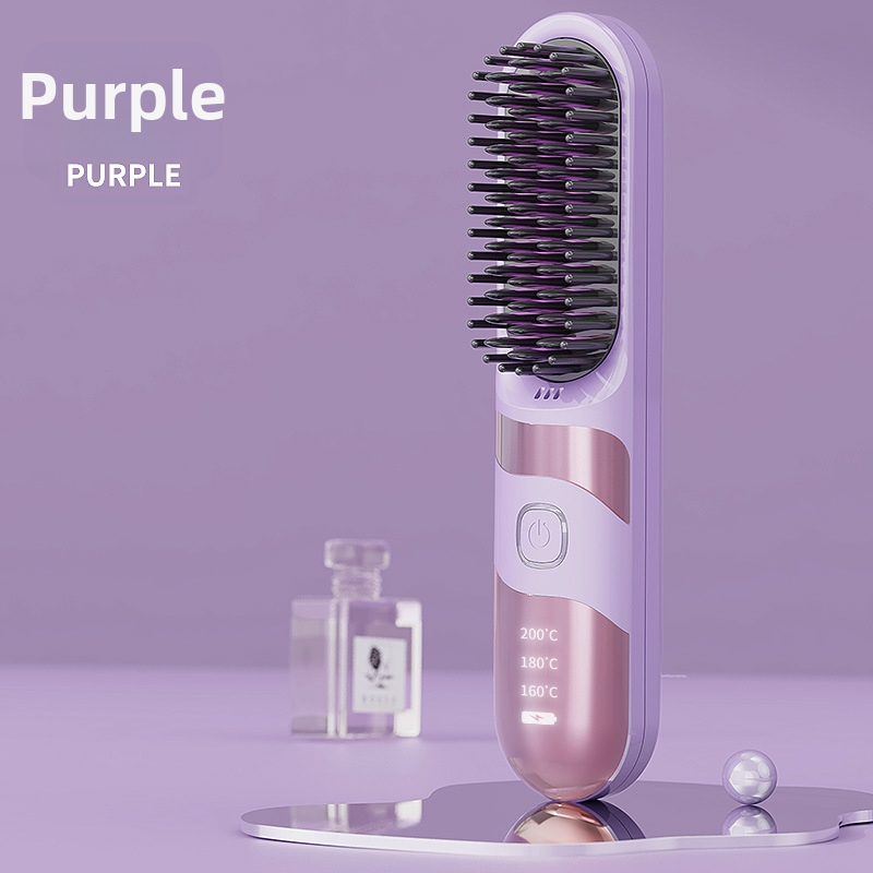 Belaidė plaukų tiesinimo ir garbanojimo šukos su turmalino keramika, dvigubas naudojimas, 3 temperatūros nustatymai, 30W, LCD ekranas