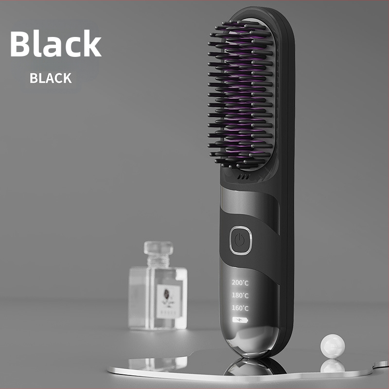 Belaidė plaukų tiesinimo ir garbanojimo šukos su turmalino keramika, dvigubas naudojimas, 3 temperatūros nustatymai, 30W, LCD ekranas