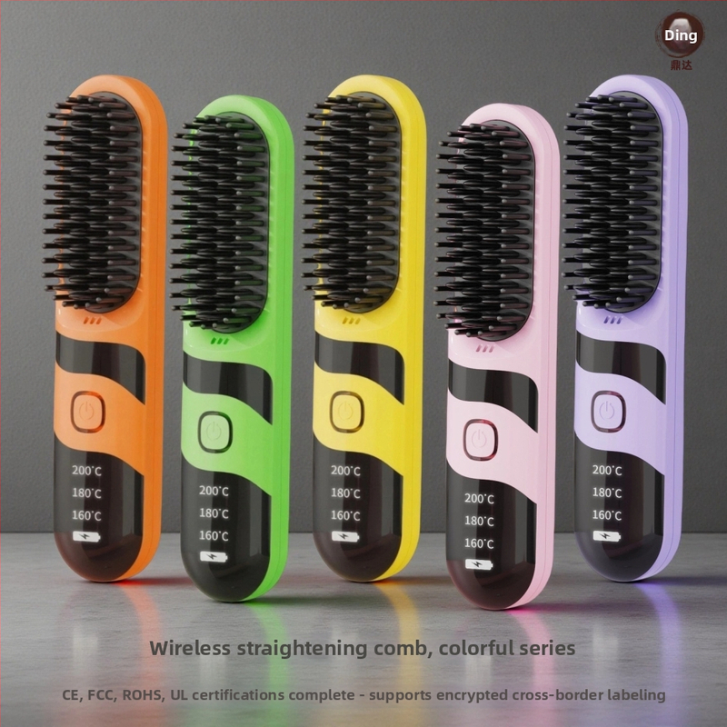 Belaidė plaukų tiesinimo ir garbanojimo šukos su turmalino keramika, dvigubas naudojimas, 3 temperatūros nustatymai, 30W, LCD ekranas