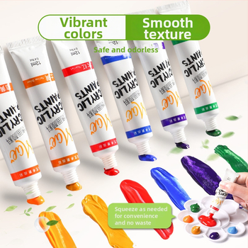 Detská akrylová farba sada od Love Beauty and Art, krabica so 24 farbami (Značka: Love Beauty and Art; Materiál: akrylová farba; Balenie: 24 farieb v krabici; Účel: gouache)