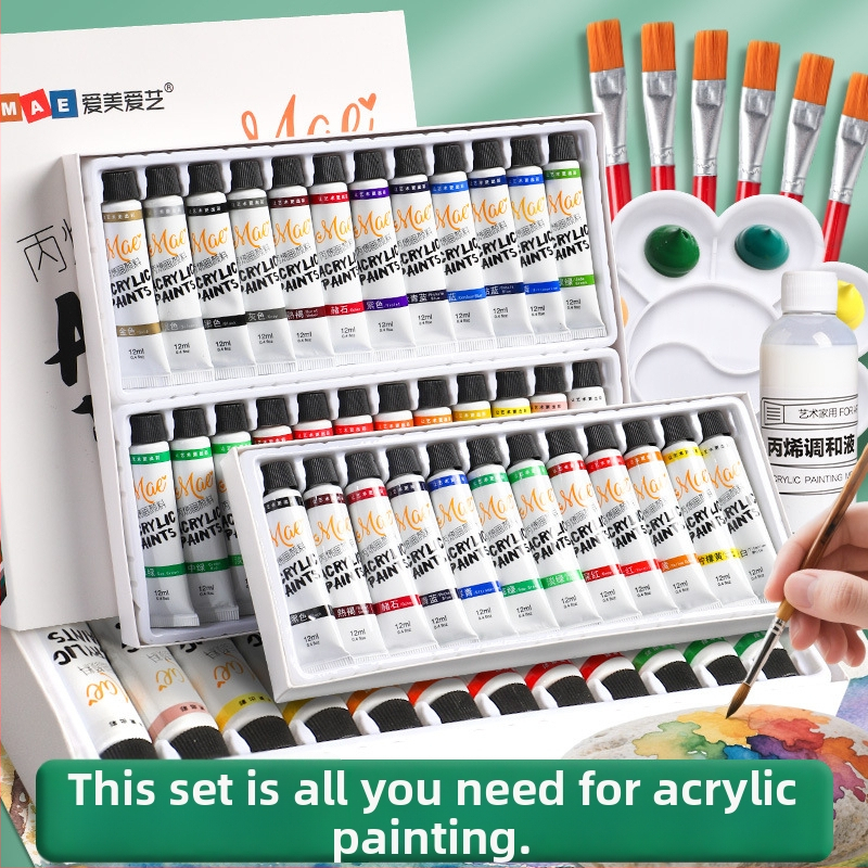 Detská akrylová farba sada od Love Beauty and Art, krabica so 24 farbami (Značka: Love Beauty and Art; Materiál: akrylová farba; Balenie: 24 farieb v krabici; Účel: gouache)