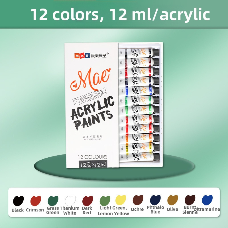 Detská akrylová farba sada od Love Beauty and Art, krabica so 24 farbami (Značka: Love Beauty and Art; Materiál: akrylová farba; Balenie: 24 farieb v krabici; Účel: gouache)