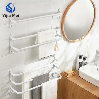 Sieninis rankšluosčio laikiklis be gręžimo – aliuminio lydinys, trijų lygių, 15 kg apkrova, emalio danga