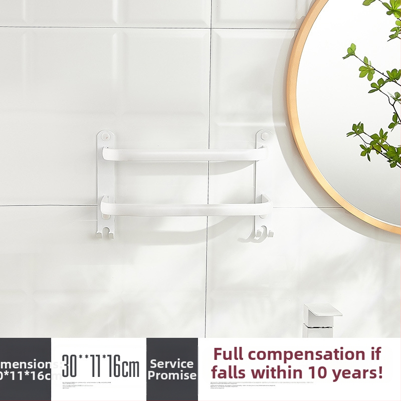 Sieninis rankšluosčio laikiklis be gręžimo – aliuminio lydinys, trijų lygių, 15 kg apkrova, emalio danga