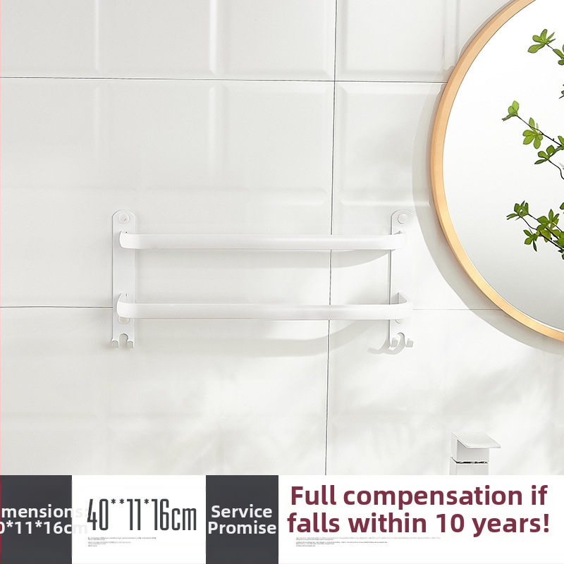 Sieninis rankšluosčio laikiklis be gręžimo – aliuminio lydinys, trijų lygių, 15 kg apkrova, emalio danga