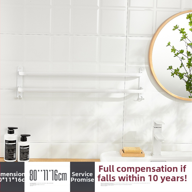 Sieninis rankšluosčio laikiklis be gręžimo – aliuminio lydinys, trijų lygių, 15 kg apkrova, emalio danga