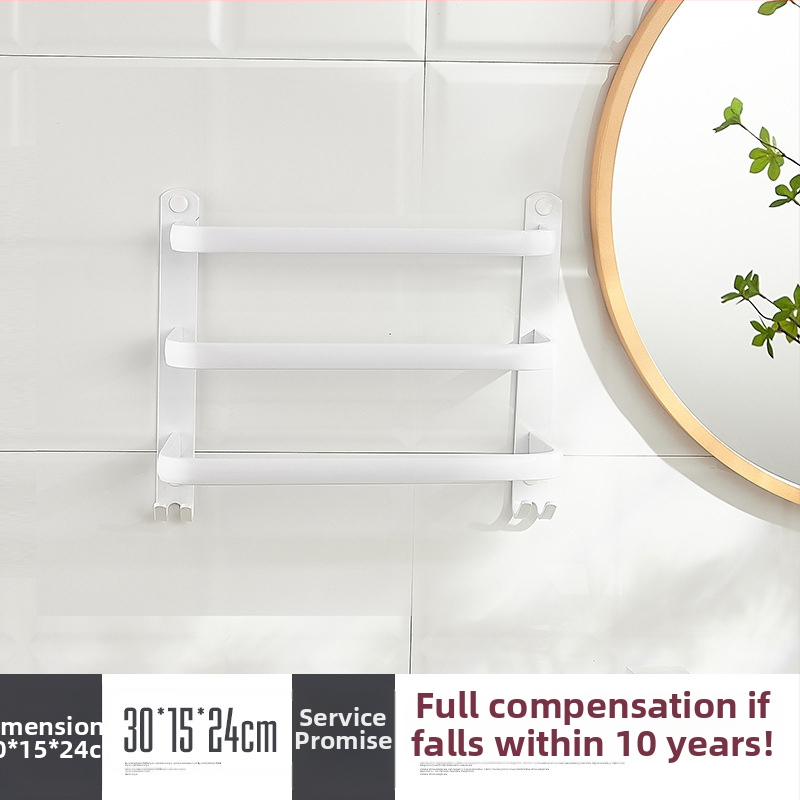 Sieninis rankšluosčio laikiklis be gręžimo – aliuminio lydinys, trijų lygių, 15 kg apkrova, emalio danga