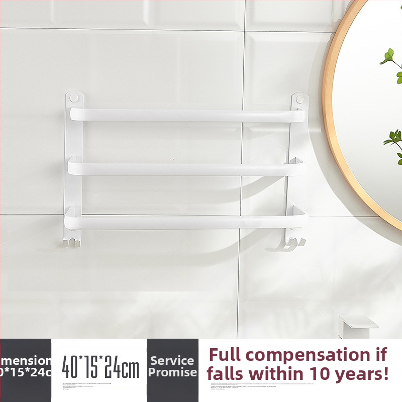 Sieninis rankšluosčio laikiklis be gręžimo – aliuminio lydinys, trijų lygių, 15 kg apkrova, emalio danga