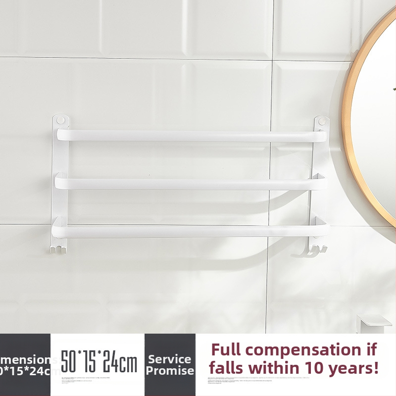 Sieninis rankšluosčio laikiklis be gręžimo – aliuminio lydinys, trijų lygių, 15 kg apkrova, emalio danga