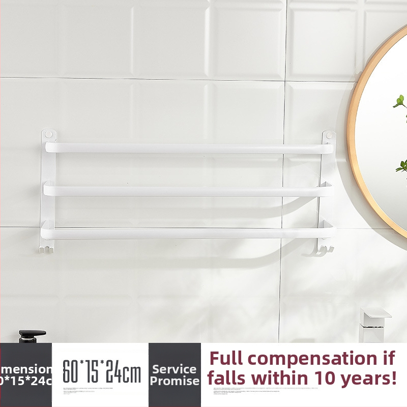 Sieninis rankšluosčio laikiklis be gręžimo – aliuminio lydinys, trijų lygių, 15 kg apkrova, emalio danga