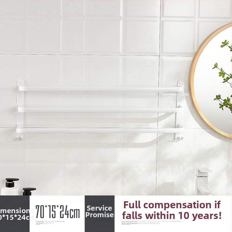 Sieninis rankšluosčio laikiklis be gręžimo – aliuminio lydinys, trijų lygių, 15 kg apkrova, emalio danga