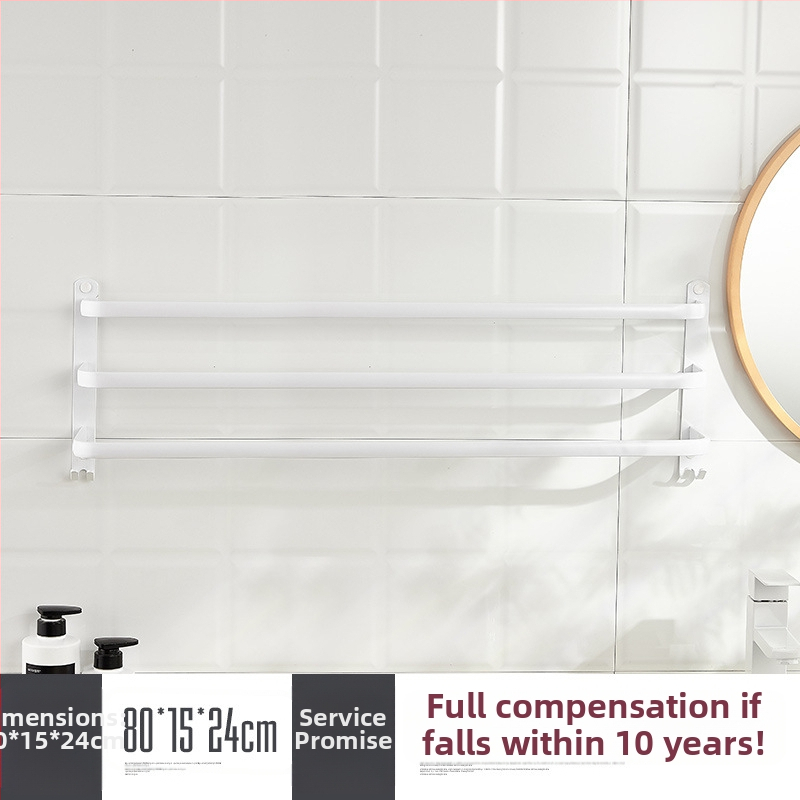 Sieninis rankšluosčio laikiklis be gręžimo – aliuminio lydinys, trijų lygių, 15 kg apkrova, emalio danga