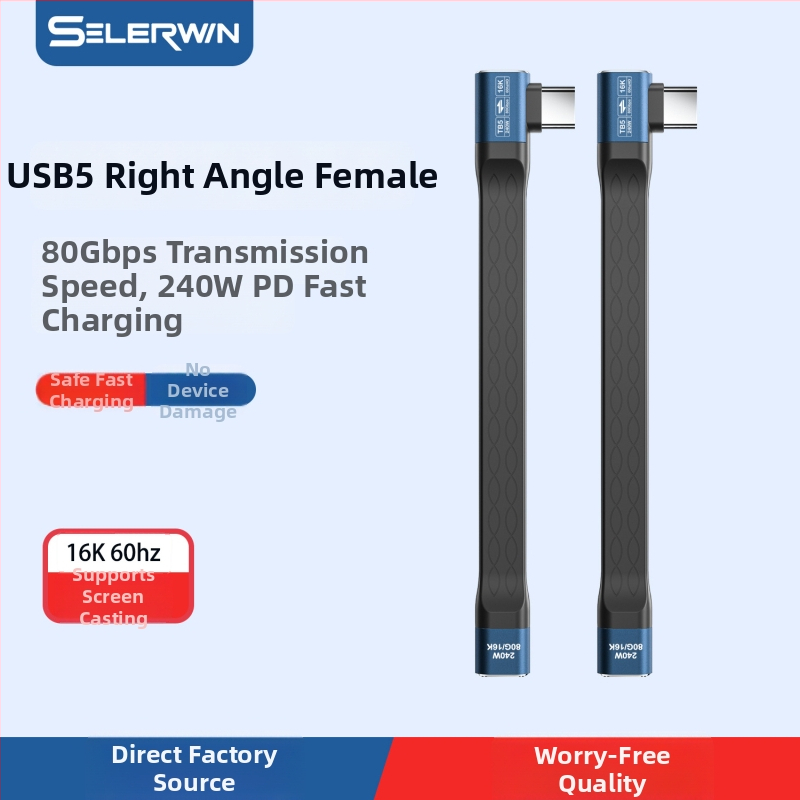 Vlastný USB-C na USB-C kábel 240W — Thunderbolt 80Gbps prenos dát, rýchle nabíjanie