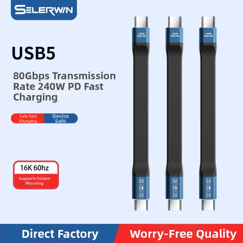 Vlastný USB-C na USB-C kábel 240W — Thunderbolt 80Gbps prenos dát, rýchle nabíjanie