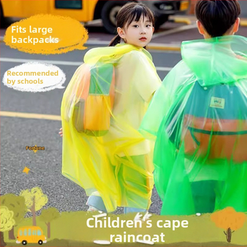 Ühekordne lapse vihm pončo, täis pikkus, multikas stiilis, paks versioon