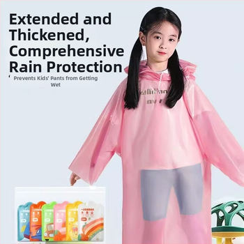 Ühekordne lapse vihm pončo, täis pikkus, multikas stiilis, paks versioon