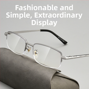 Lasīšanas brilles no ļoti vieglas sakausējuma ar pusrāmja rāmi, AC lēcas, anti-zilā gaismas aizsardzība un radiācijas izturība.