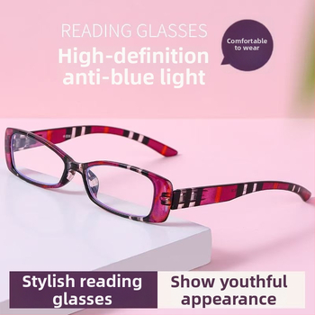 Sievietes lasīšanas briļļu ar pret zilā gaismas filtru, kvadrātveida pilnais rāmis, AC lēcas, UV aizsardzība, gan tuvumā, gan tālumā