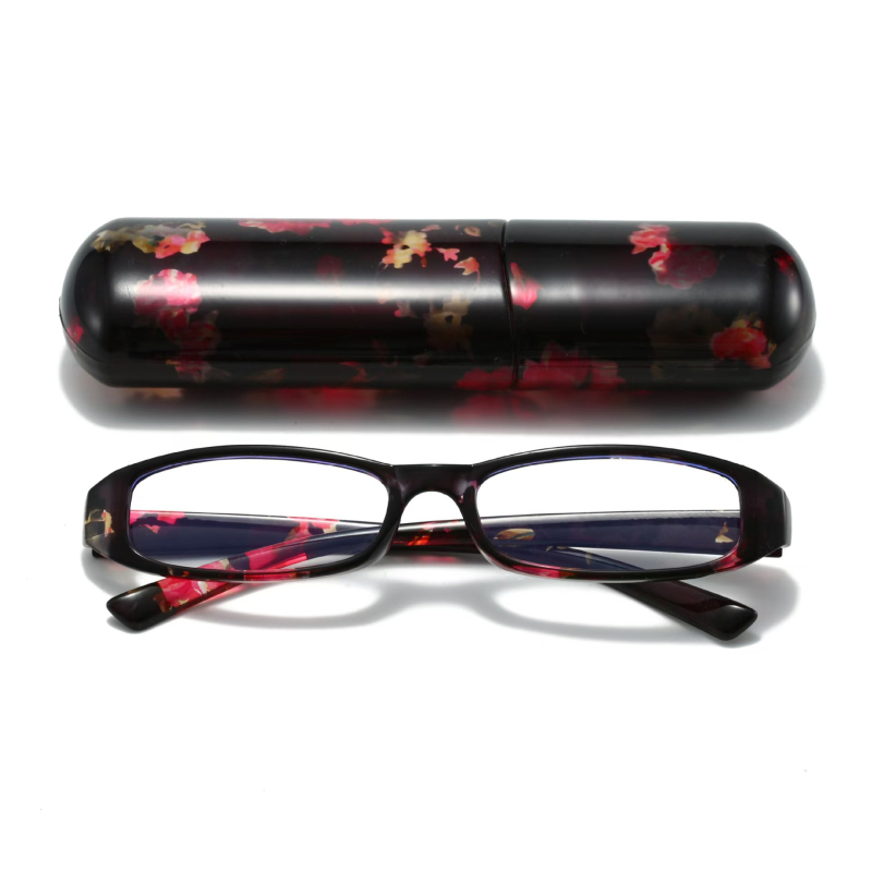 Дамски очила за четене с анти синя светлина, квадратна пълна рамка, лещи AC, UV защита, рамка от поликарбонат