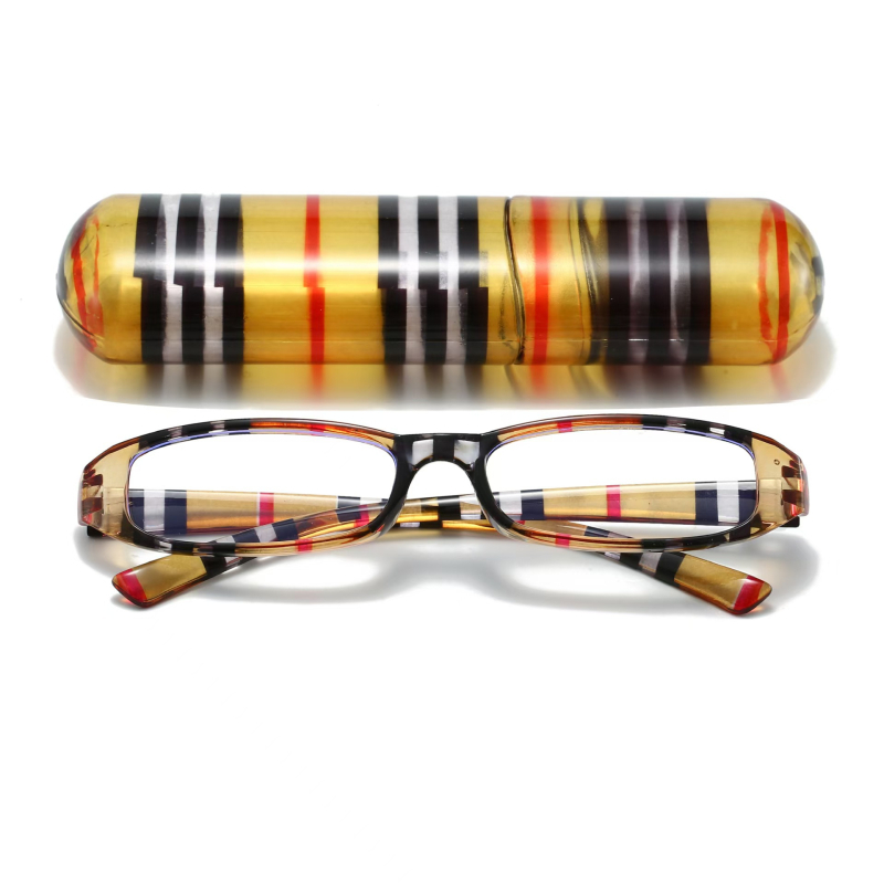 Дамски очила за четене с анти синя светлина, квадратна пълна рамка, лещи AC, UV защита, рамка от поликарбонат