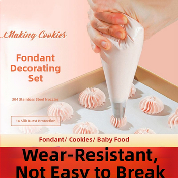 Vienkartinės konditerijos maišeliai su pilnu antgalių rinkiniu tortų dekoravimui