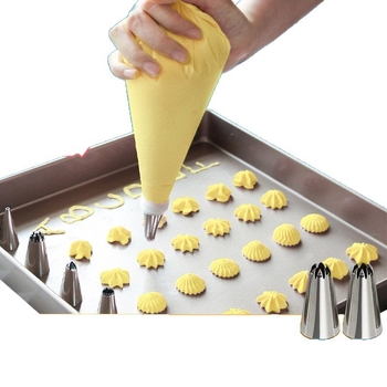 Vienkartinės konditerijos maišeliai su pilnu antgalių rinkiniu tortų dekoravimui