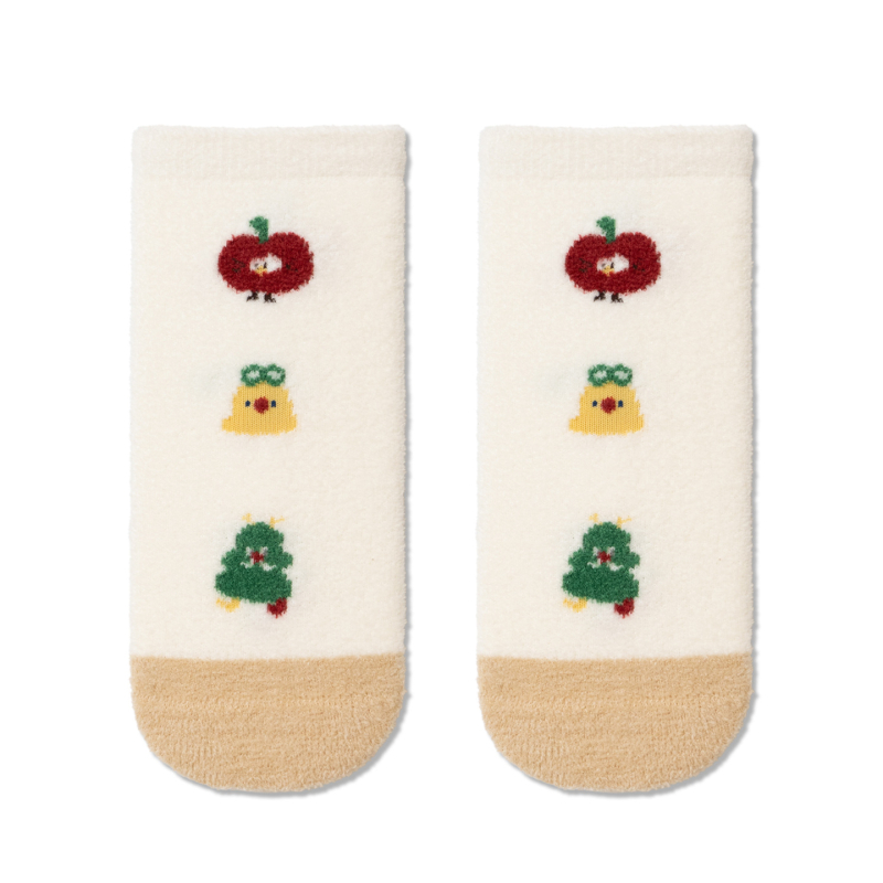 Dječje čarape za zimu, unisex, Jacquard pletenje, dvostrani baršun, bezšivni vrh prsta, srednja debljina, srednja dužina potkoljenice, dišuće i upijaju vlagu, motiv cartoon/slova, 85,6% poliester.