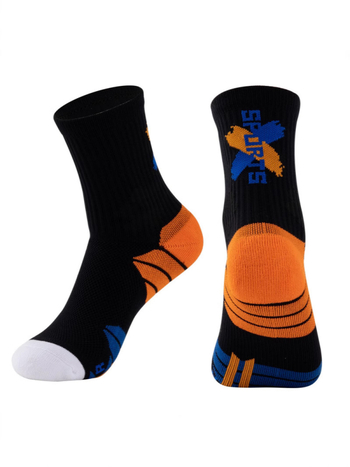 Dječje košarkaške čarape – prozračne, pamuk, jacquard pletenje, srednji tubus