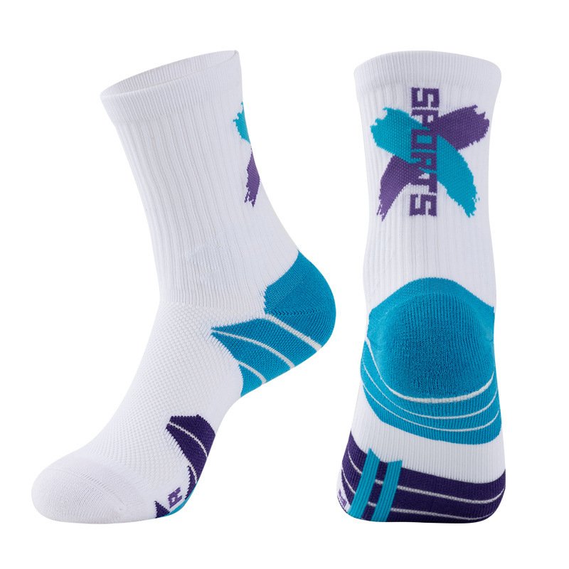 Dječje košarkaške čarape – prozračne, pamuk, jacquard pletenje, srednji tubus