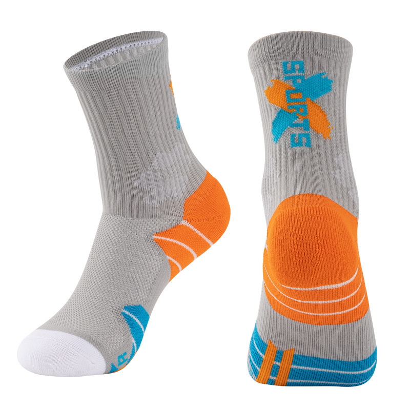 Dječje košarkaške čarape – prozračne, pamuk, jacquard pletenje, srednji tubus