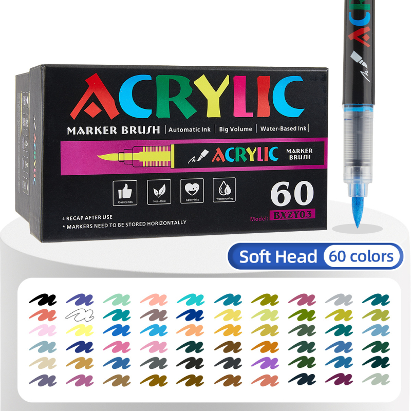 Akril marker za umjetničko slikanje, neproziran mekani vrh, tekući marker, pogodan za grafite i akvarel.
