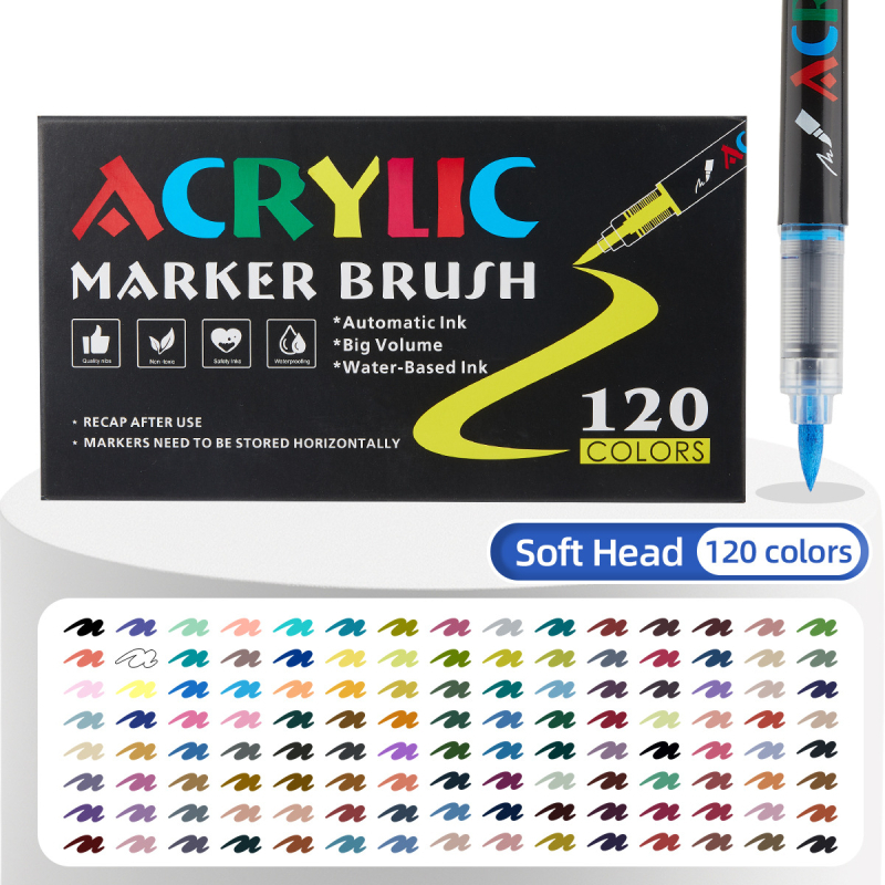 Akril marker za umjetničko slikanje, neproziran mekani vrh, tekući marker, pogodan za grafite i akvarel.