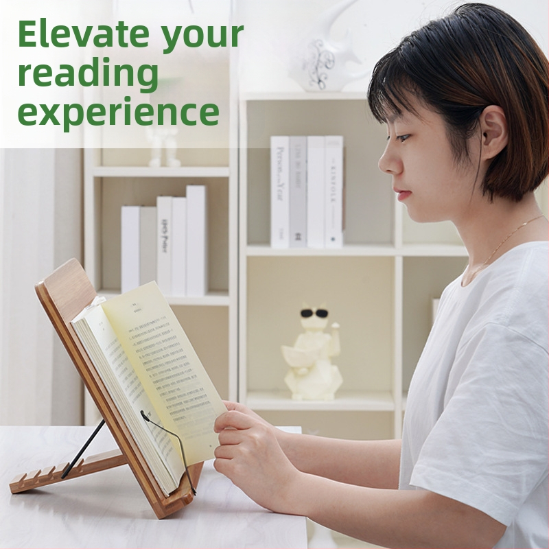 Darba galda grāmatu statīvs studentiem un bērniem, bambusa materiāls, modelis 2521YDJ, mūsdienīgs minimālisms, augstuma regulēšana.