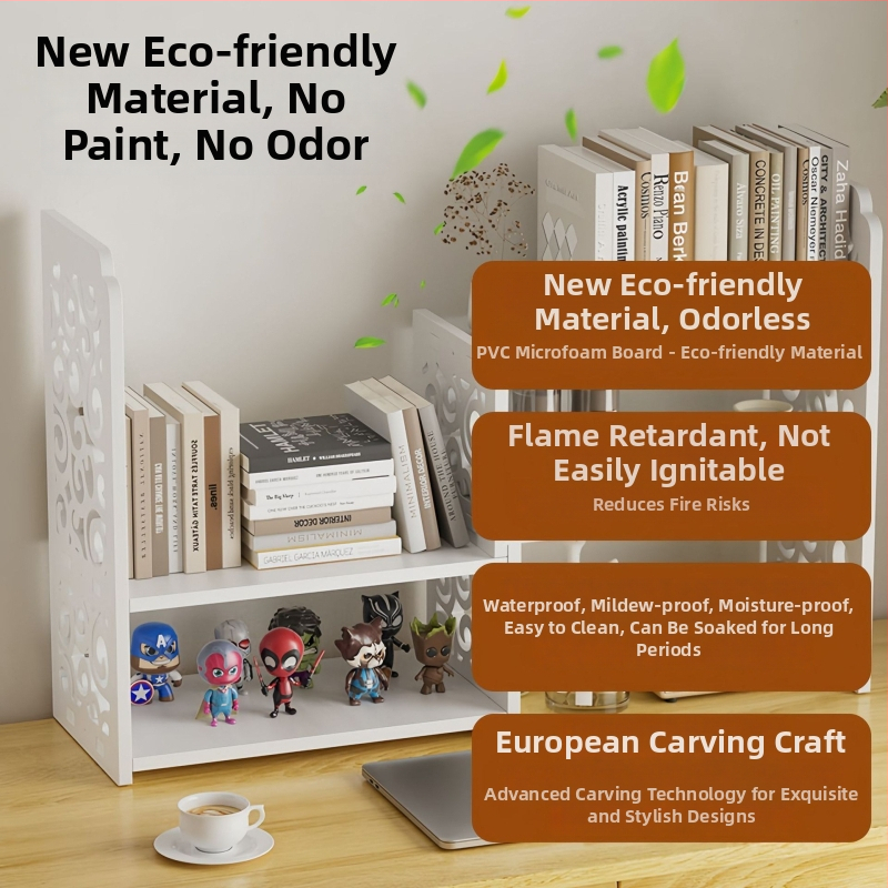 Galda grāmatu turētājs, daudzslāņu PVC plaukts, svars 1,6 kg, biroja galda organizētājs