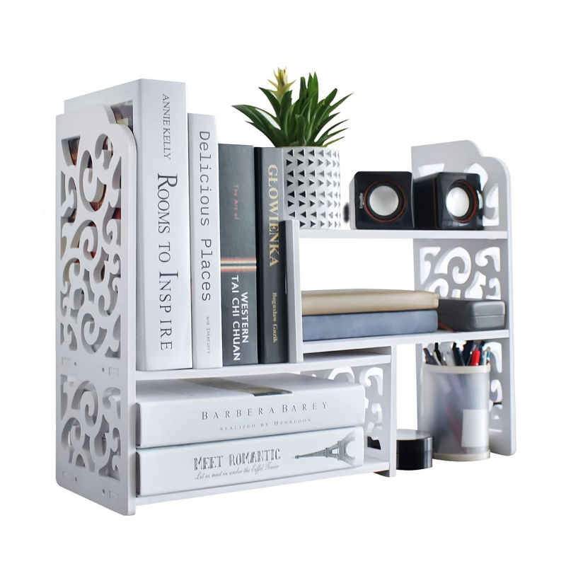 Stalo knygų laikiklis, daugiaaukštė PVC lentyna, svoris 1,6 kg, biuro stalinis organizatorius