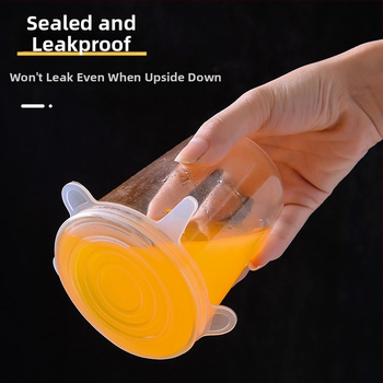 Sada 6 viečok pre chladničku a misky – plast – moderný, jednoduchý dizajn – univerzálne multifunkčné viečka