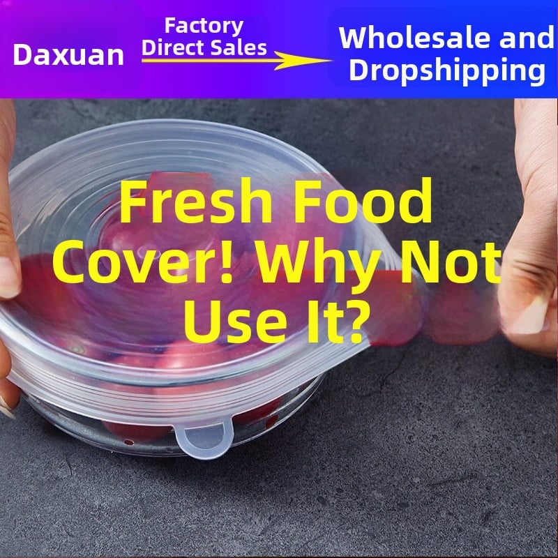 Sada 6 viečok pre chladničku a misky – plast – moderný, jednoduchý dizajn – univerzálne multifunkčné viečka