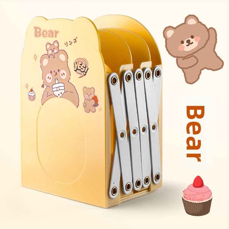 Animacinis ištraukiamas knygų laikiklis biurui, PET medžiaga, HC-9696, vienas pakuotėje, dovana paruošta