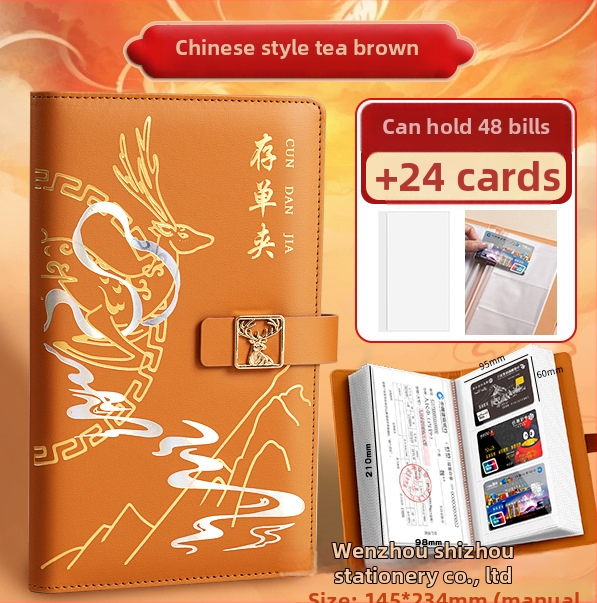 Real Week odinis daugiapuslapių klips dokumentų saugojimui su elnio galvos motyvu ir pritaikomu logotipu